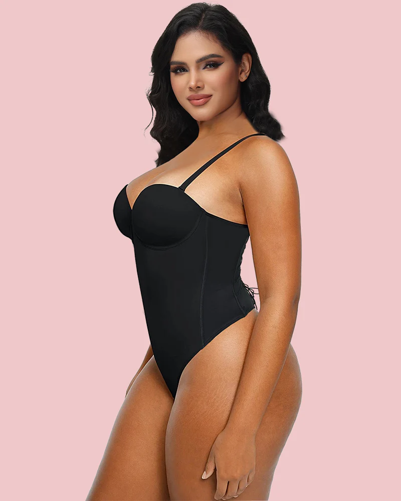 Back Lace-up Bodysuit Thong Seamless Shapewear - Image 4