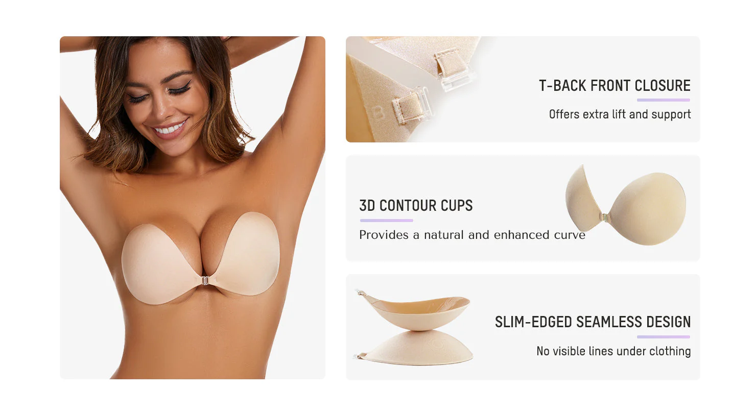 Front Closure Adhesive Invisible Push-Up Bra - Image 25