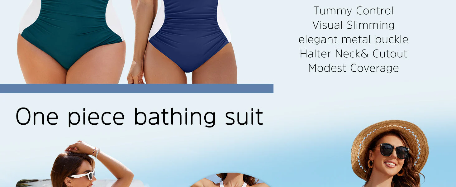 Full Coverage Retro Color Block Swimwear - Image 10