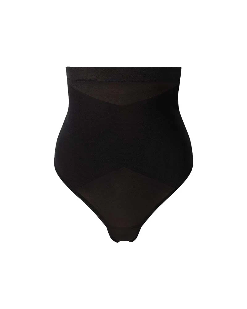 High Waist Criss-Cross Mesh Shaping Thong Panty - Image 5