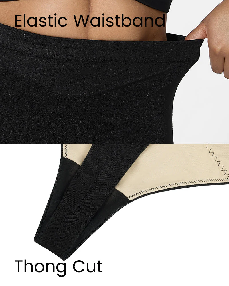 High Waist Criss-Cross Mesh Shaping Thong Panty - Image 9