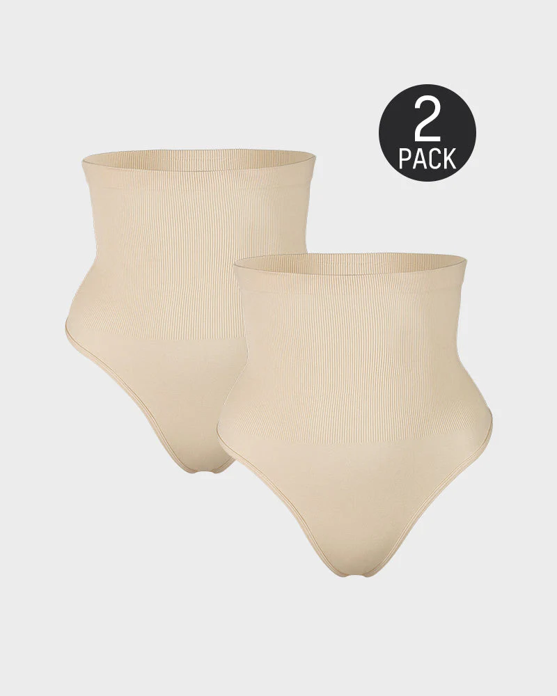 High Waist Tummy Control Thong Panty (2 Pack) - Image 16