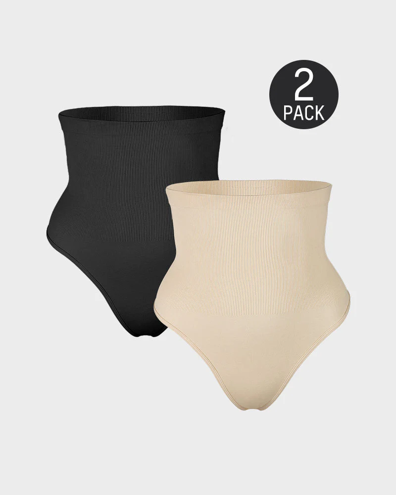 High Waist Tummy Control Thong Panty (2 Pack) - Image 17