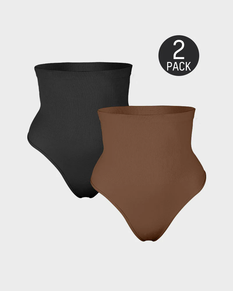 High Waist Tummy Control Thong Panty (2 Pack) - Image 27