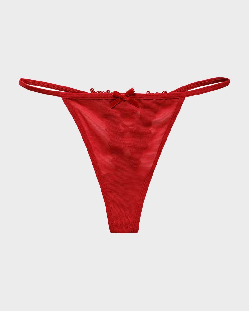 Lace-Trim Mesh V-String Panty - Image 6