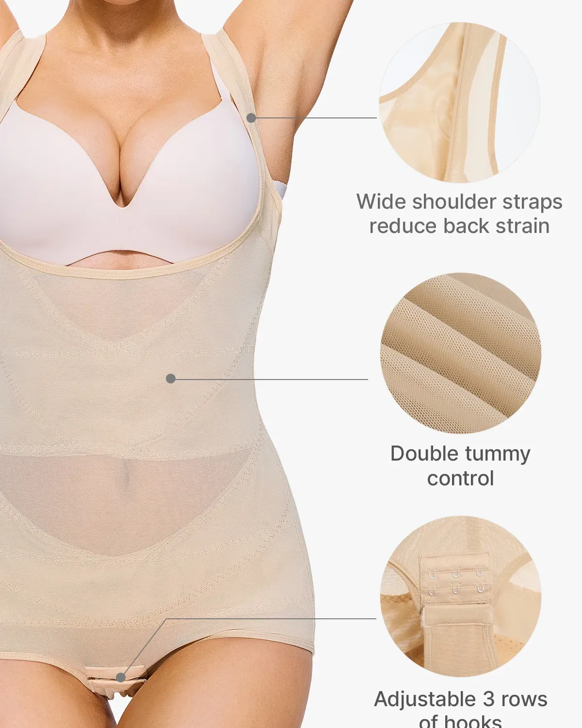 Mesh Tummy Tuck Body Triangle Shapewear - Image 30