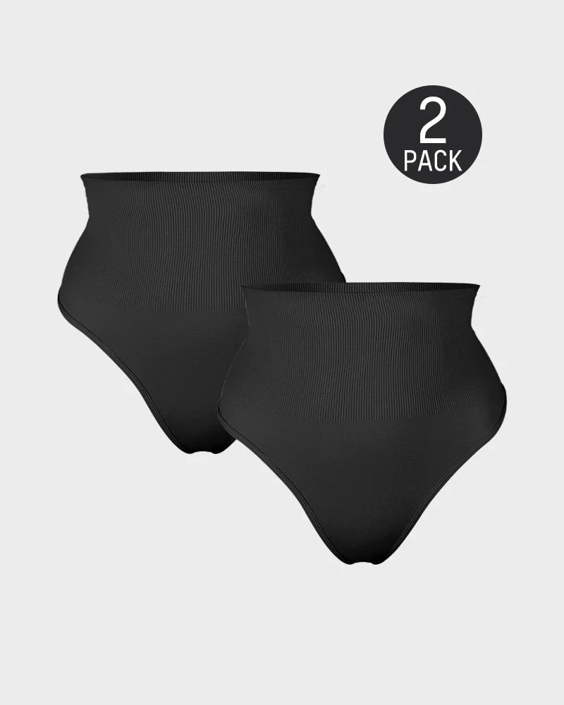 Mid-Waist Tummy Control Thong Panty (2 Pack) - Image 12