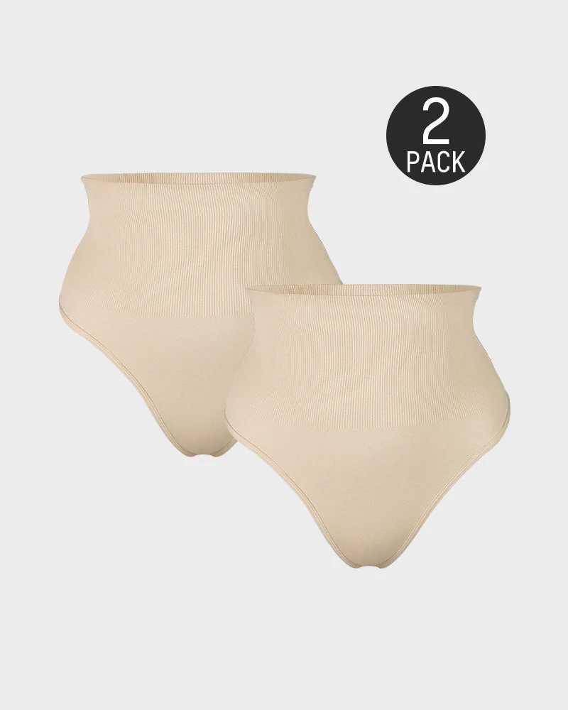 Mid-Waist Tummy Control Thong Panty (2 Pack) - Image 13