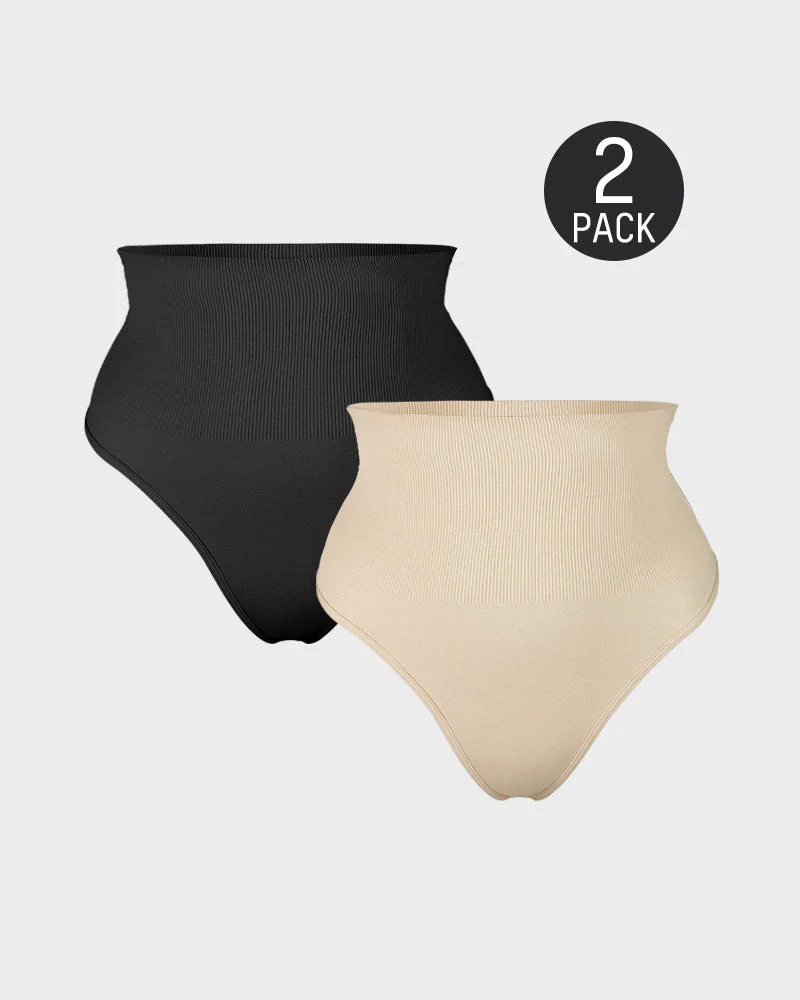 Mid-Waist Tummy Control Thong Panty (2 Pack) - Image 14