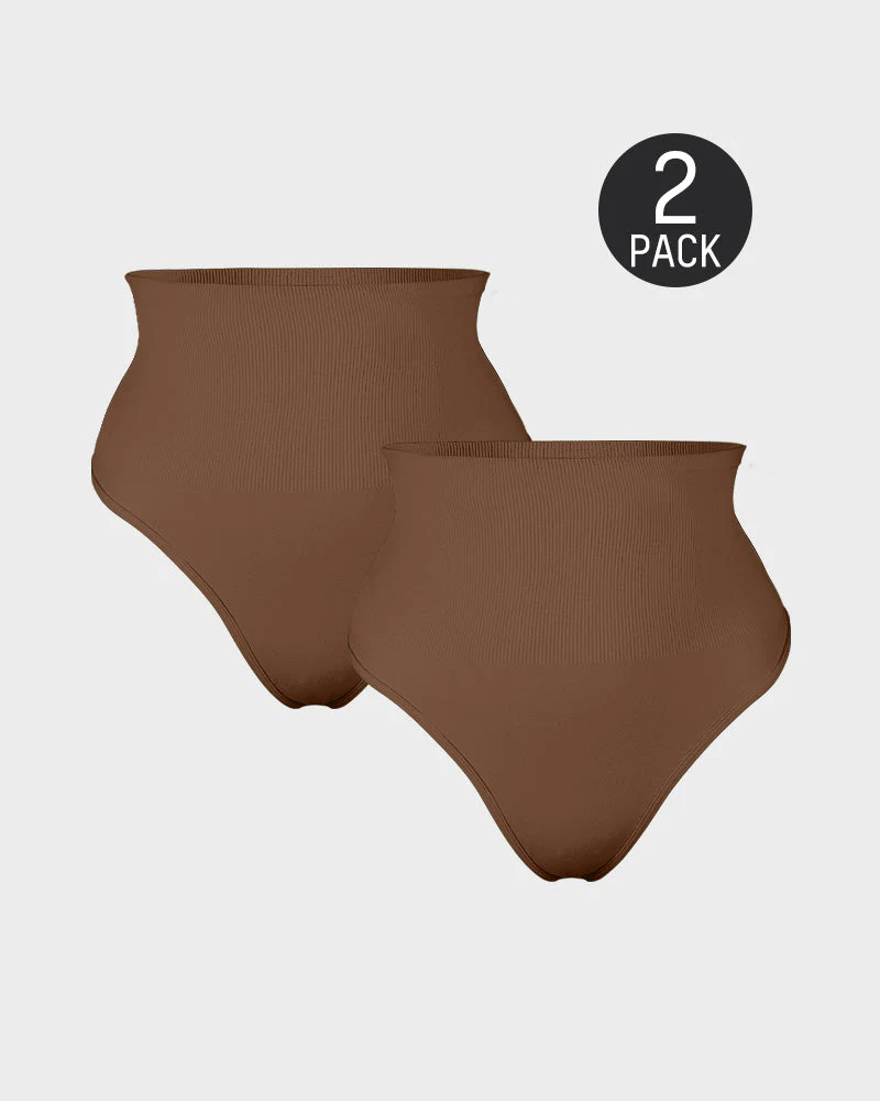 Mid-Waist Tummy Control Thong Panty (2 Pack) - Image 15