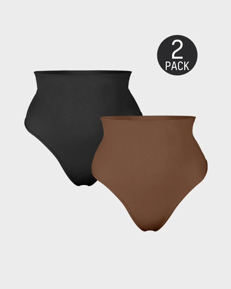 Mid-Waist Tummy Control Thong Panty (2 Pack) - Image 16