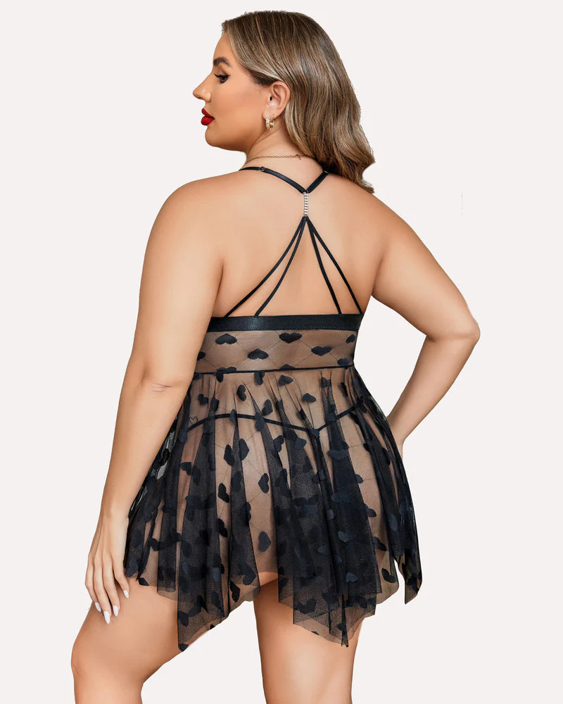 Plus Size Lace Front Slit Nightdress - Image 13