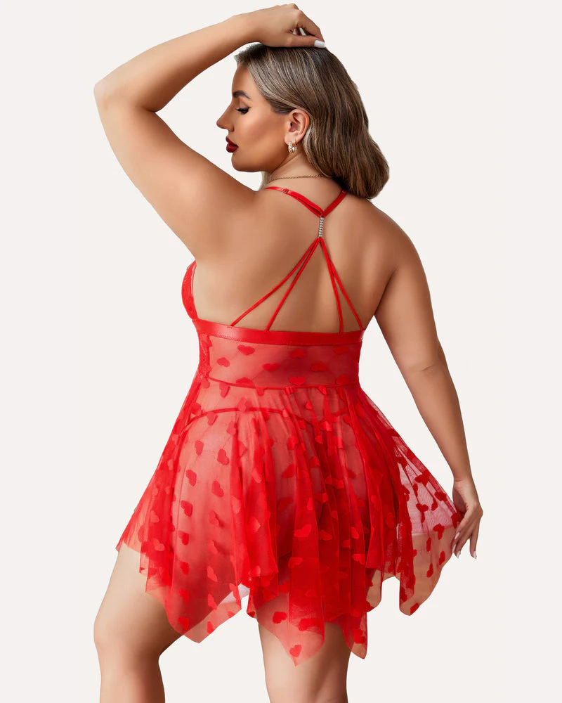 Plus Size Lace Front Slit Nightdress - Image 17