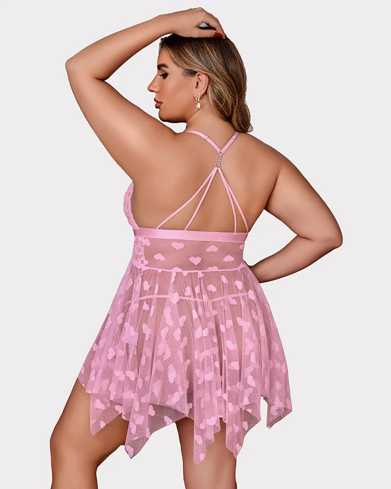 Plus Size Lace Front Slit Nightdress - Image 20