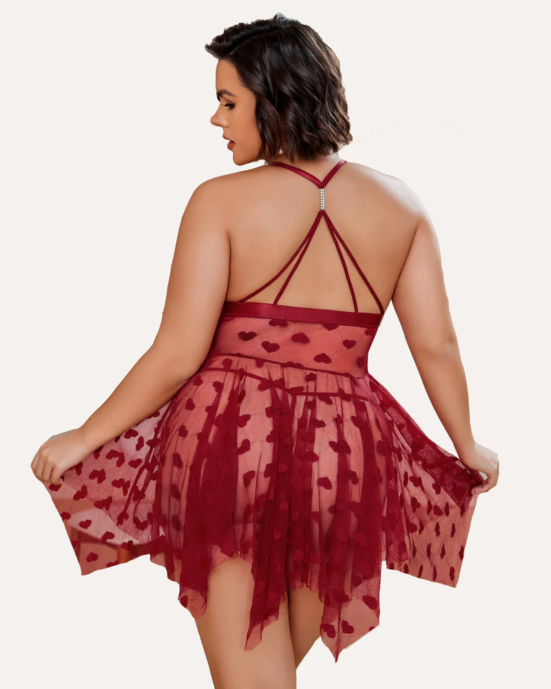 Plus Size Lace Front Slit Nightdress - Image 9