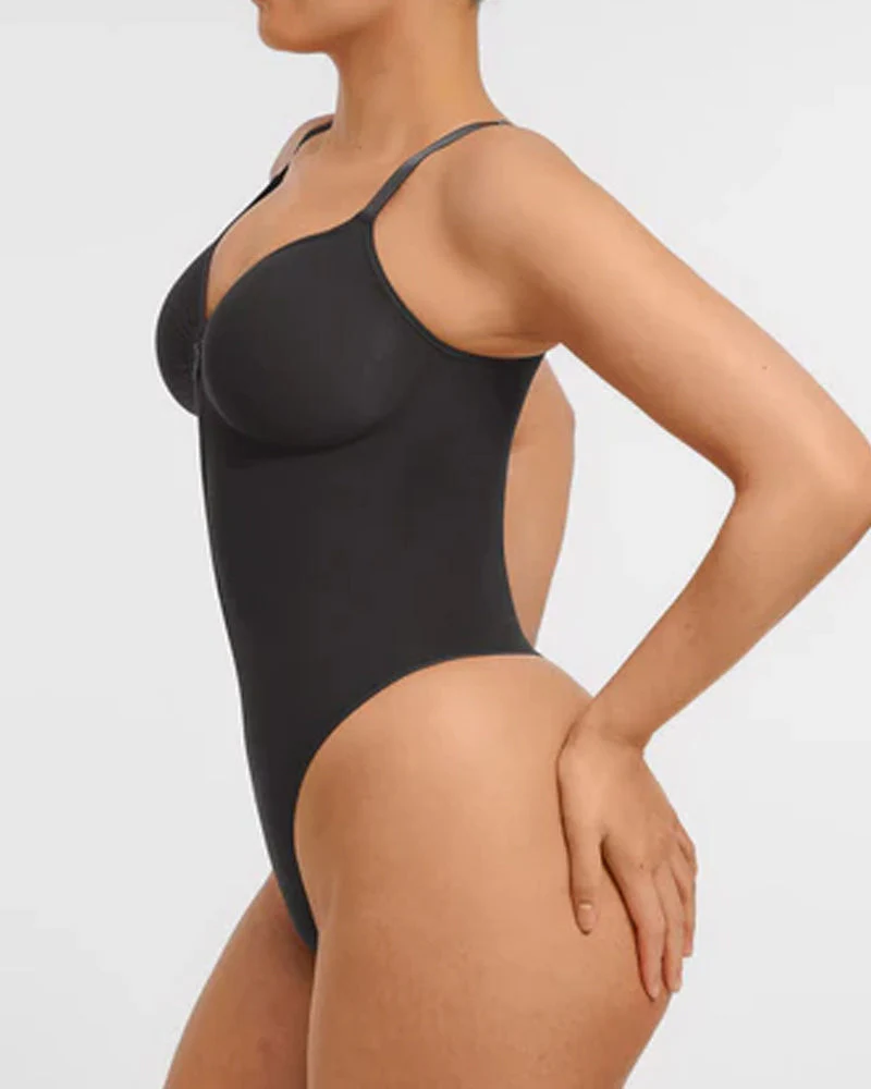 Seamless Covered Bust Jumpsuit Thong Bodysuit - Image 4