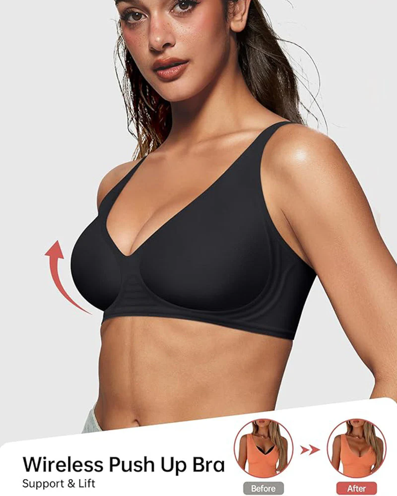 Seamless Deep V Push-Up Wireless Bra - Image 10