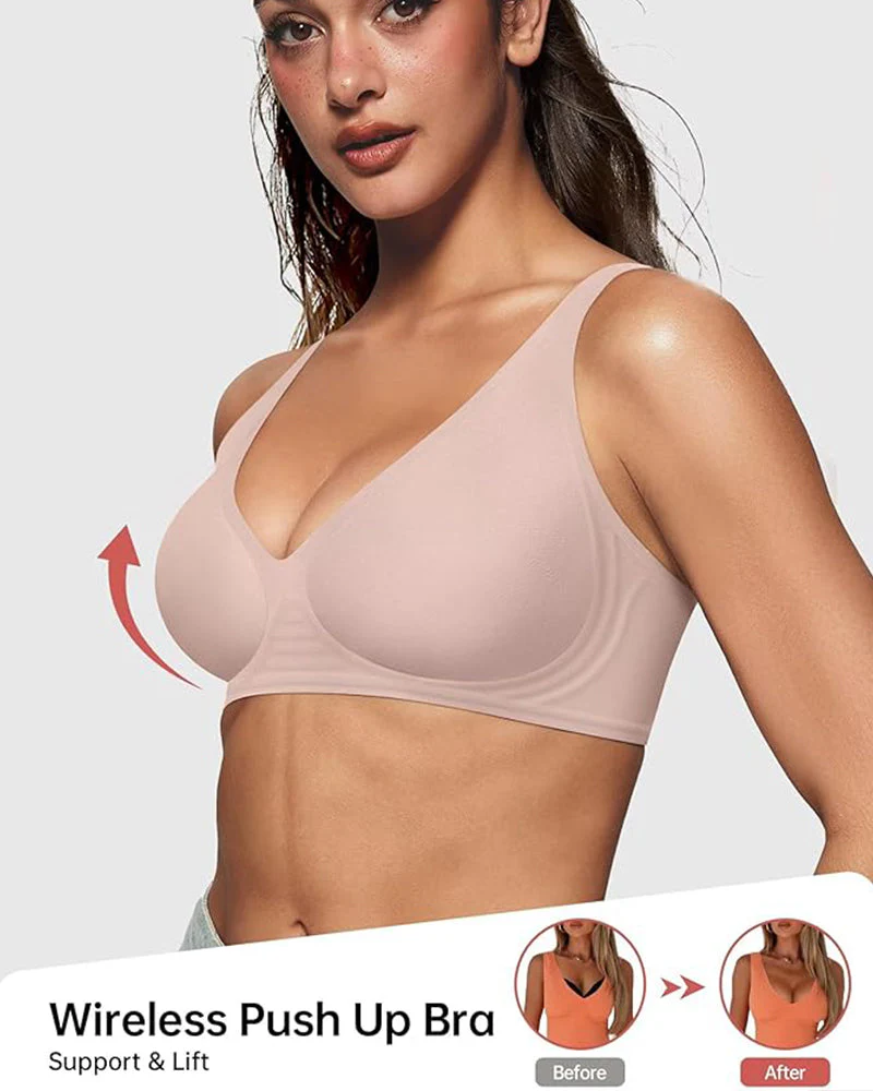 Seamless Deep V Push-Up Wireless Bra - Image 6
