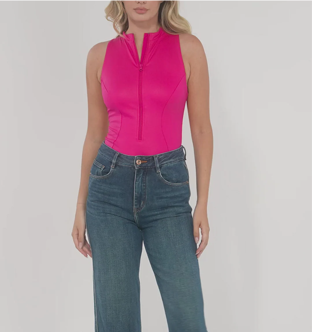 Shapewear Faux Leather Mock Neck Zip Front Sculpting Bodysuit - Image 18