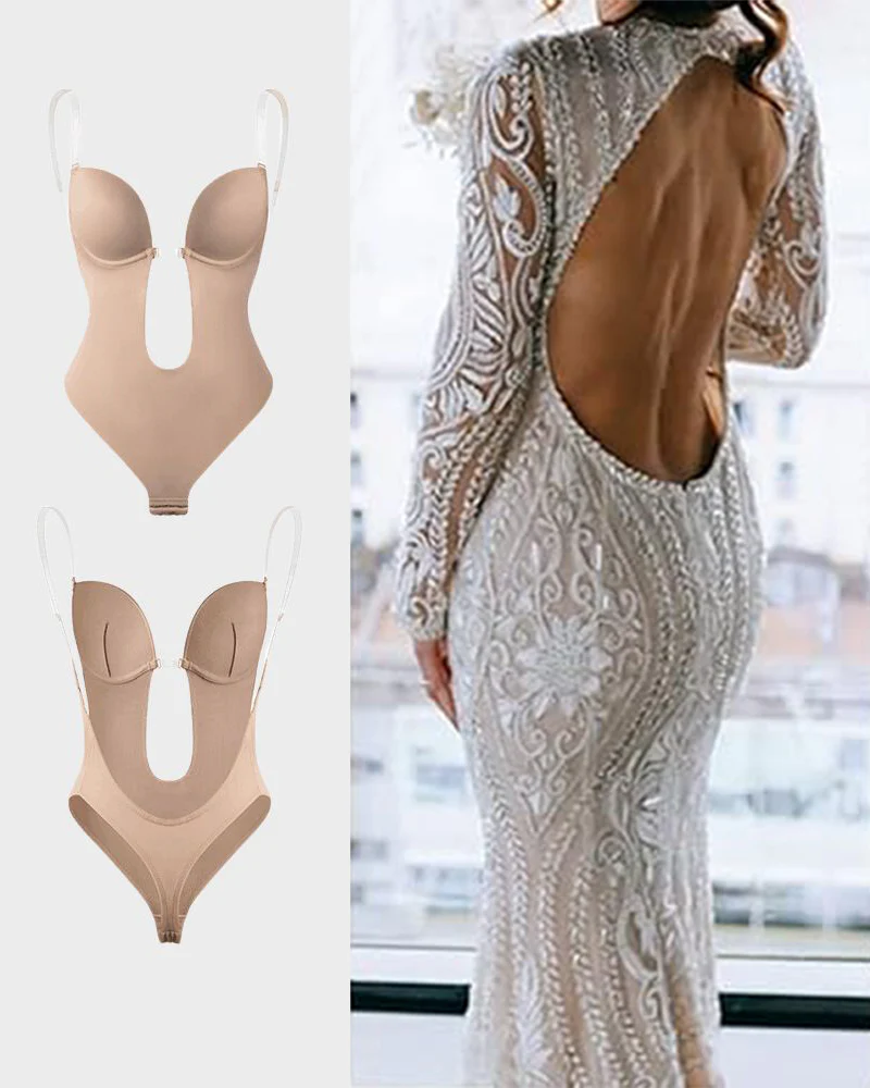 Strapless U Plunge Thong Bodysuit - Image 10