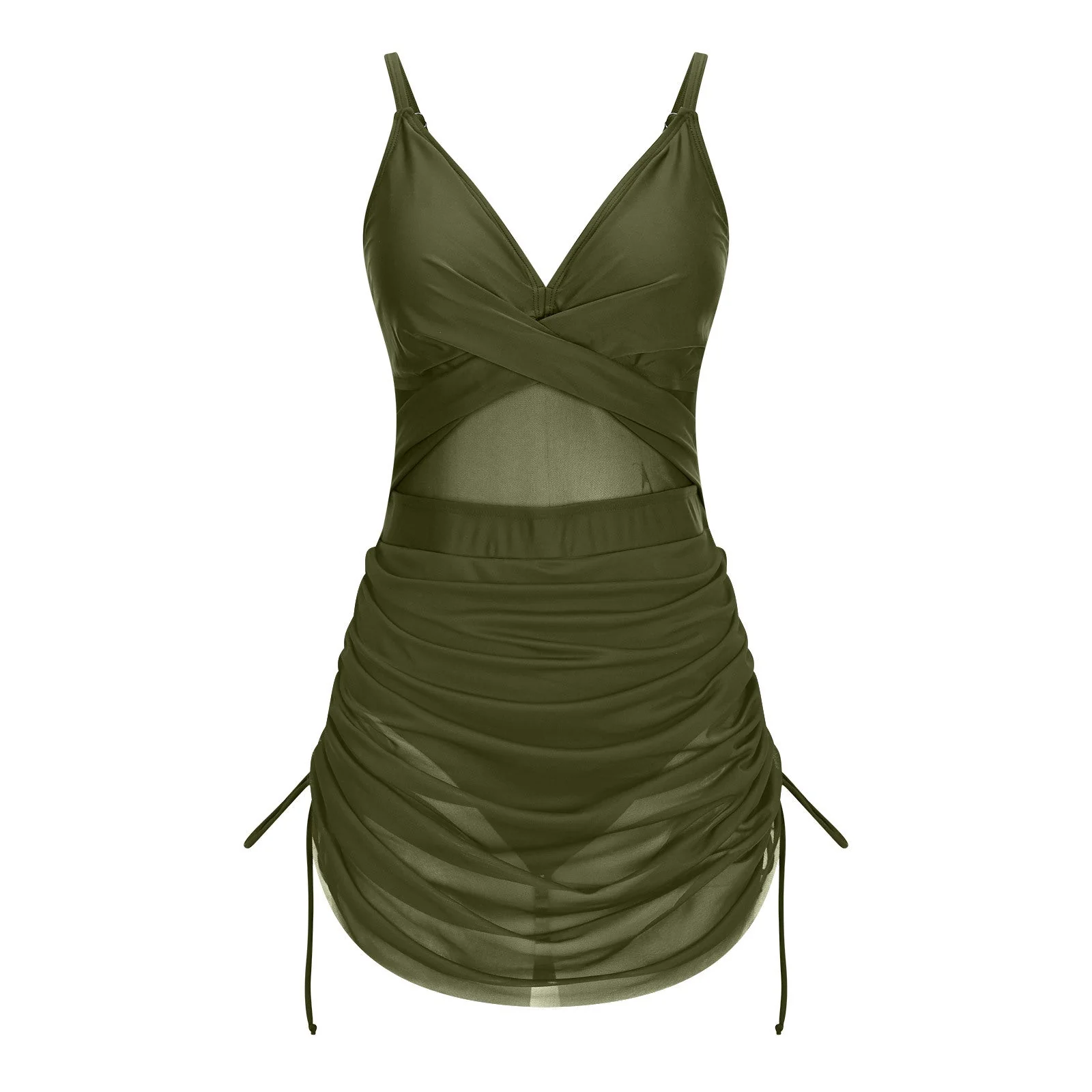 Twist Front One Piece Swimsuit Womens Modest Tummy Control Swim Dress - Image 15