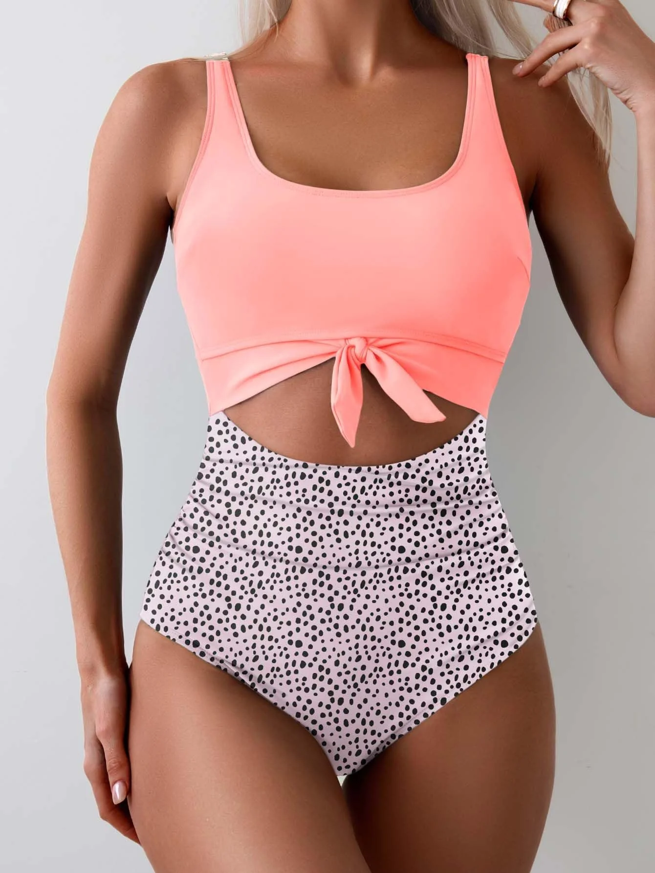 Women's One Piece Tummy Control Cut Out Tie Knot Swimsuit - Image 8